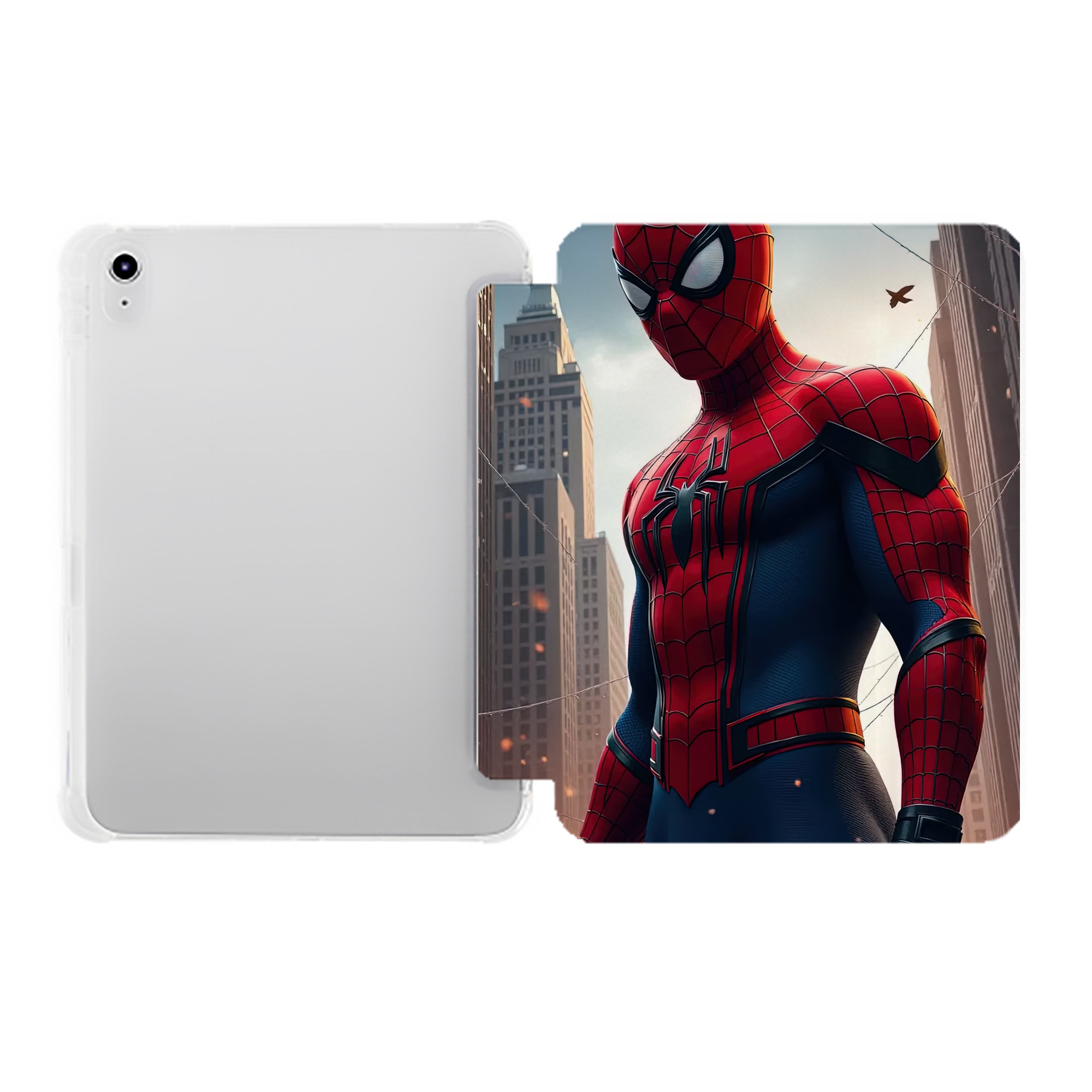 （画像用） Spider Man スパイダーマン IPad ケース ペン収納付き 三つ折りスタンド PUレザー×シリコン 対応機種9.5/10.5/10.9インチ